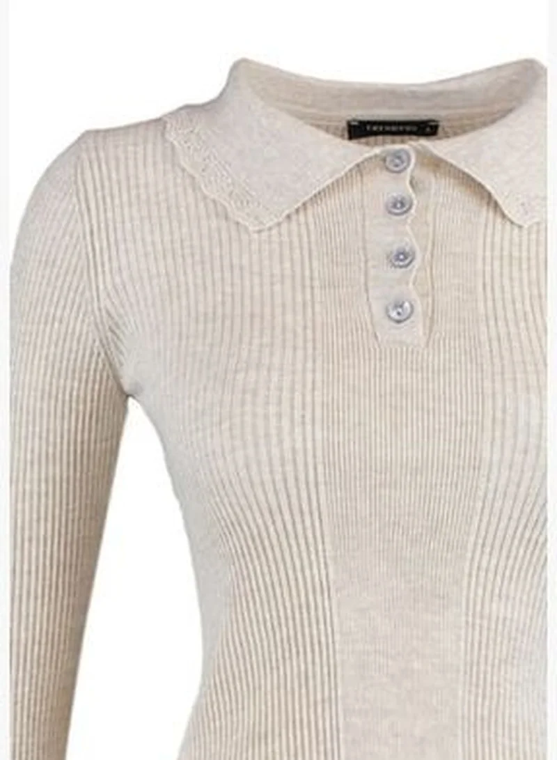 trendyol Stone Polo Collar Knitwear Sweater