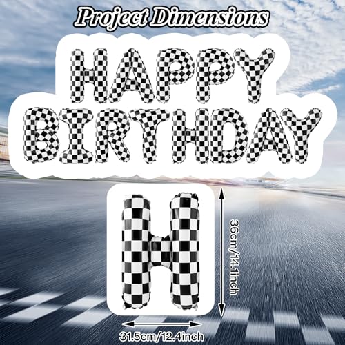 AXBMM Racing Cars Themed Happy Birthday Banner Party Decorations Kit with Racing Cars Balloons Checkered Backdrop Supplies for Boys Kids Indoor Outdoor Celebration Themed Party Essentials Car BlackWhite - Image 5