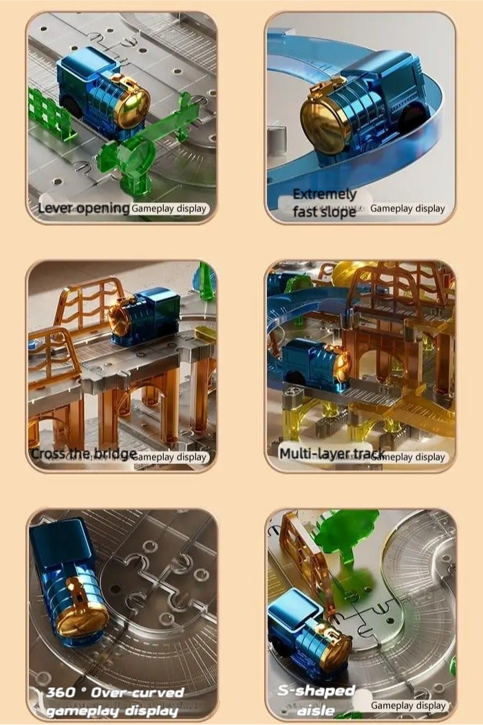 I LOVE KIDS 57 PCS Electric Rail Train Playset - DIY Splicing Railway Train Toys for Kids, Assemble City Map Scene Construction,Versatile Sssembly Electric Puzzle Track Car,Present Toys For Boys - Image 3