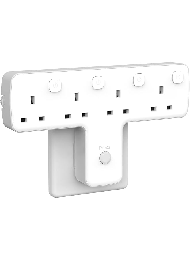 promass Multi Plug Adaptor, 4 Way Extension with Independent Switches, UK Built-in Surge Protector, 4 in 1 Wall Socket Extender with 180 Degree Rotation Button - Image 1