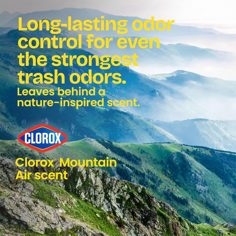 Glad Trash Bags, Large Drawstring Garbage Bags ForceFlex with Clorox, 30 Gallon, Mountain Air, 25 Count - Image 2