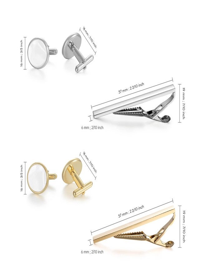 UJOY Fashion Tie Pin and Cufflinks Set for Men in Gift Box Round Shape Gold - Image 5