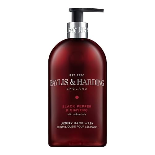 Baylis & Harding Liquid Hand Soap Wash with Dispenser, Black Pepper & Ginseng for Men, 16.9oz/500ml - Image 1