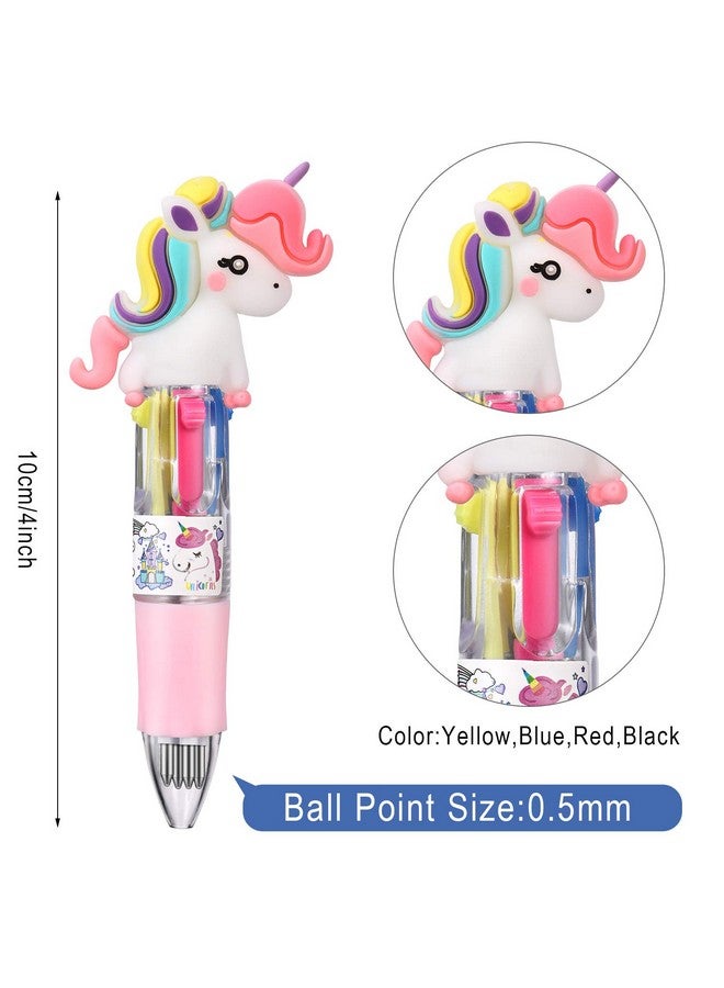 Chinco 12 Pieces Unicorn Pens 4-In-1 Multicolor Ballpoint Pen Unicorn Candy Party Favor Retractable Gel Ink Pen Mini Unicorn Party Favors For Girls Kids Classroom Prizes Birthday Gifts(Curly Hair Unicorn) - Image 2