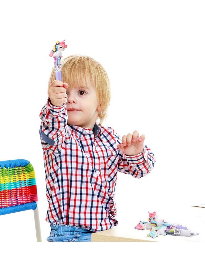 Chinco 12 Pieces Unicorn Pens 4-In-1 Multicolor Ballpoint Pen Unicorn Candy Party Favor Retractable Gel Ink Pen Mini Unicorn Party Favors For Girls Kids Classroom Prizes Birthday Gifts(Curly Hair Unicorn) - Image 3