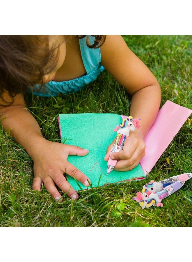 Chinco 12 Pieces Unicorn Pens 4-In-1 Multicolor Ballpoint Pen Unicorn Candy Party Favor Retractable Gel Ink Pen Mini Unicorn Party Favors For Girls Kids Classroom Prizes Birthday Gifts(Curly Hair Unicorn) - Image 4