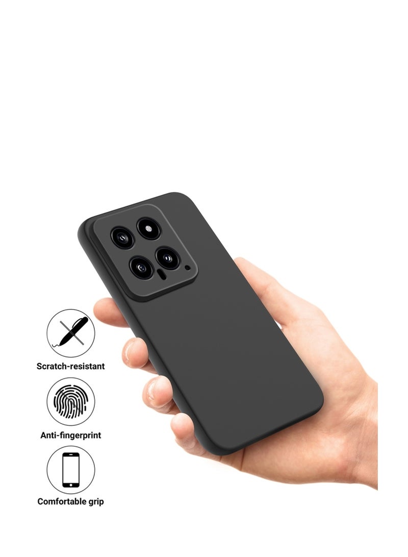 Wtech Soft Liquid Silicone Case Cover For Xiaomi 14 5G 2023 Black - Image 2