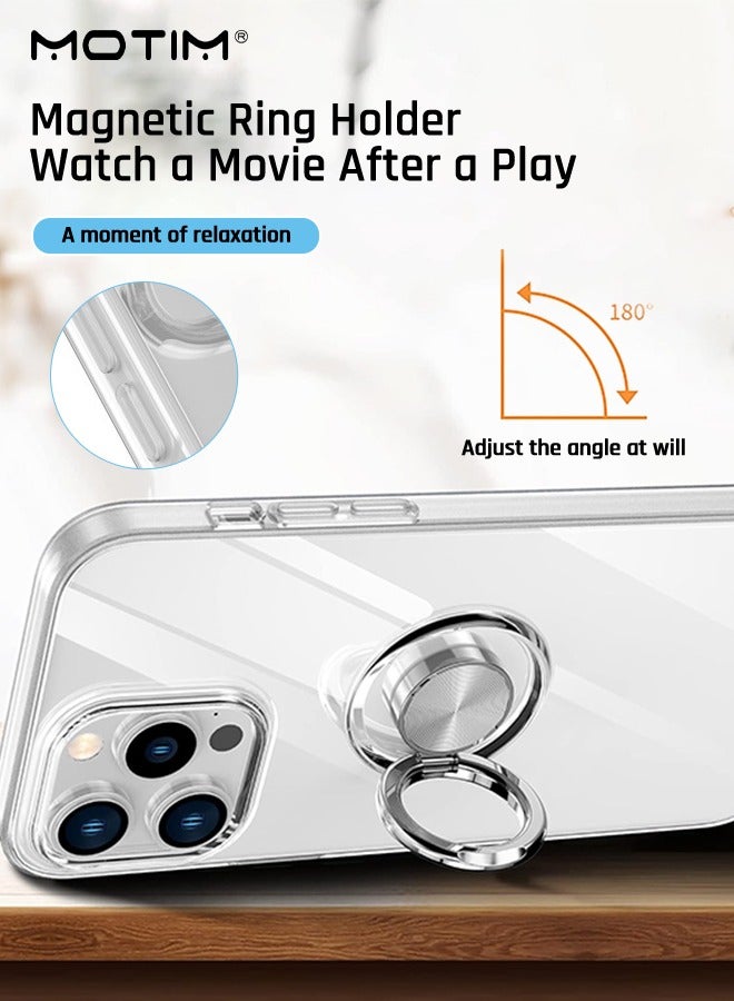 Motim Crystal Clear iPhone 15 Pro Max Case with 360°Ring Holder Kickstand Transparent Slim Lightweight Phone Case Anti Yellowing Flexible Drop Protection Bumper Cover 6.7 inch - Image 5