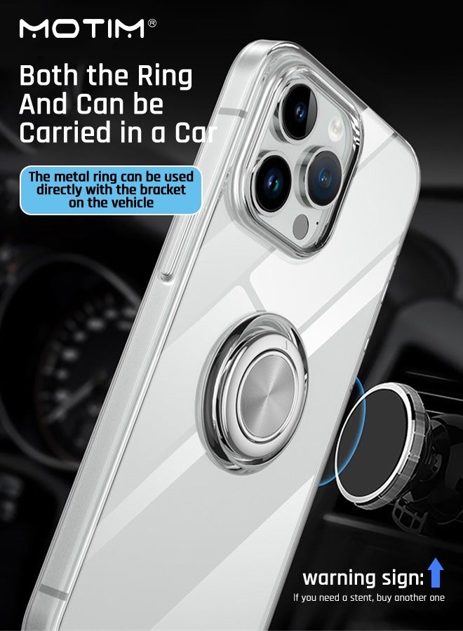 Motim Crystal Clear iPhone 15 Pro Max Case with 360°Ring Holder Kickstand Transparent Slim Lightweight Phone Case Anti Yellowing Flexible Drop Protection Bumper Cover 6.7 inch - Image 3