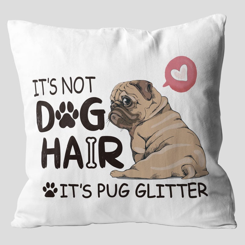 Grace Yonks Its Not Dog Hair Its Pug Glitter Throw Pillow Covers  Painting Pug Gifts for Dog Lover 18 x 18 Inch Decorative Flannel Pillow case for Sofa Couch Bed.(0033B)