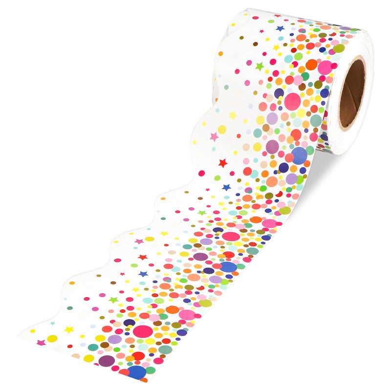 Yoklili 64 Feet Confetti Bulletin Board Borders for Classroom Decoration Scalloped