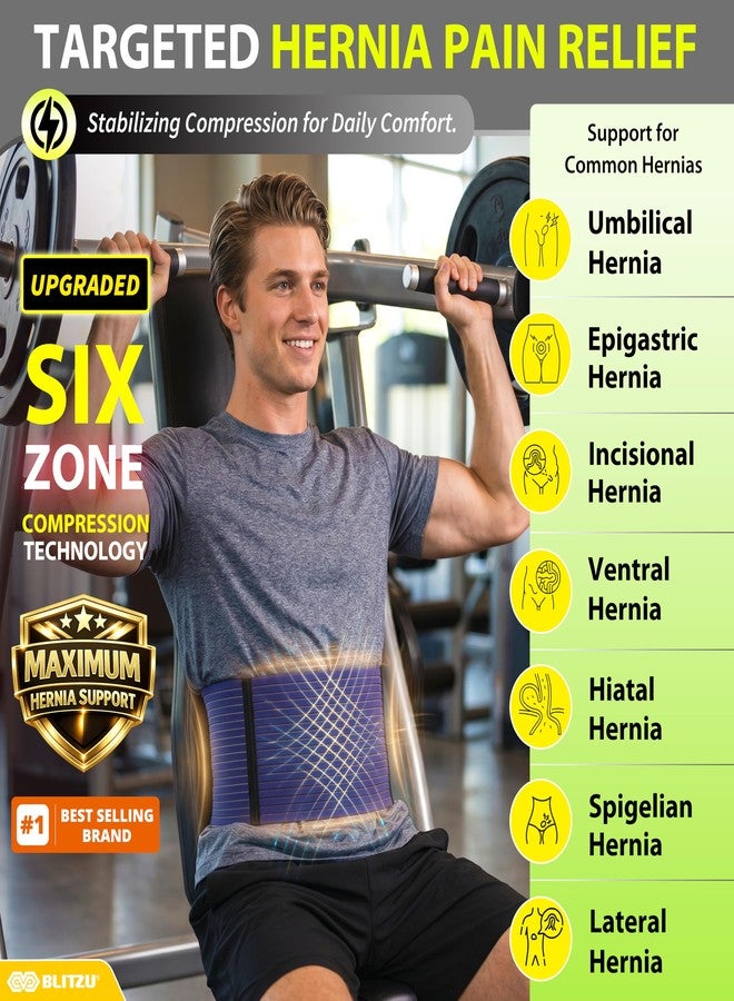 BLITZU Umbilical Hernia Belt for Men & Women, Abdominal Binder Adjustable Truss Support with 2 Compression Pads for Naval, Ventral, Incisional, Epigastric, Belly Button Hernias, Pre Post Surgery L-XL - Image 3