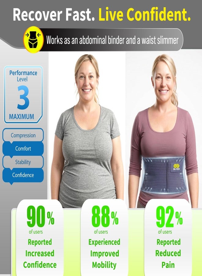 BLITZU Umbilical Hernia Belt for Men & Women, Abdominal Binder Adjustable Truss Support with 2 Compression Pads for Naval, Ventral, Incisional, Epigastric, Belly Button Hernias, Pre Post Surgery L-XL - Image 5