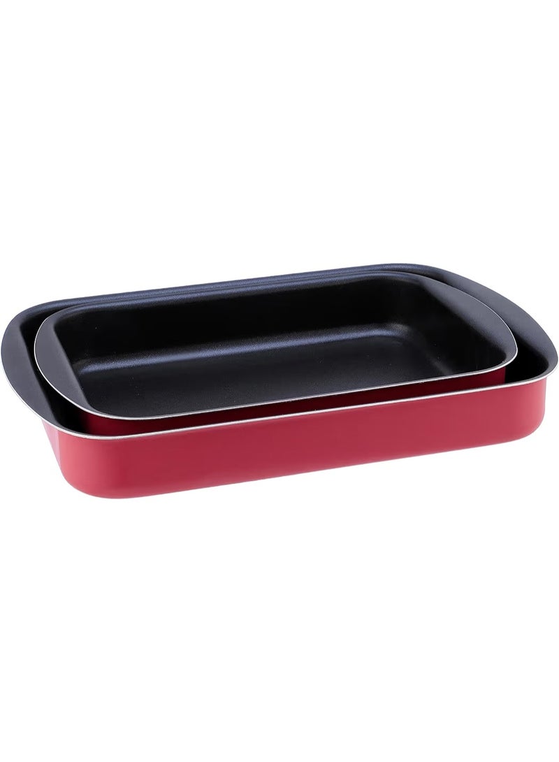 تيفال طقم صواني فرن مستطيلة مينيت من تيفال، قطعتين - احمرمقاس: 30 - 35 - Image 2
