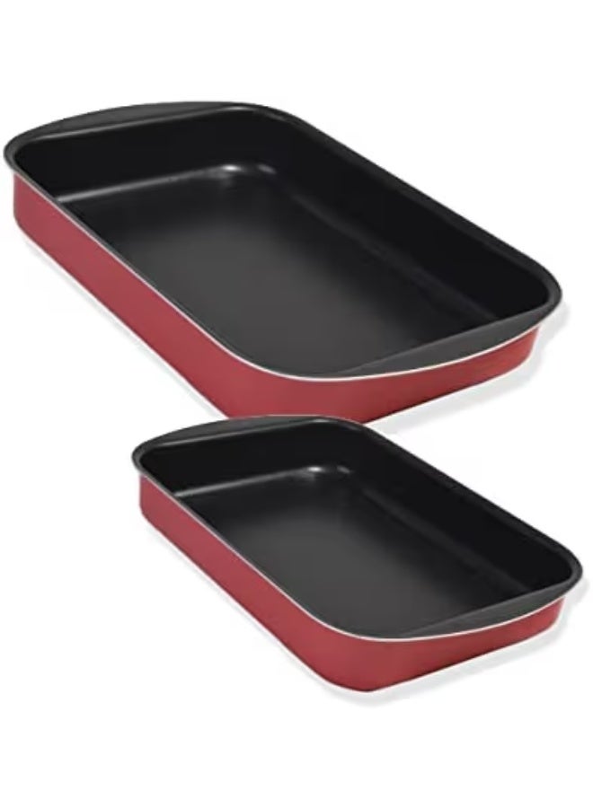 تيفال طقم صواني فرن مستطيلة مينيت من تيفال، قطعتين - احمرمقاس: 30 - 35 - Image 1
