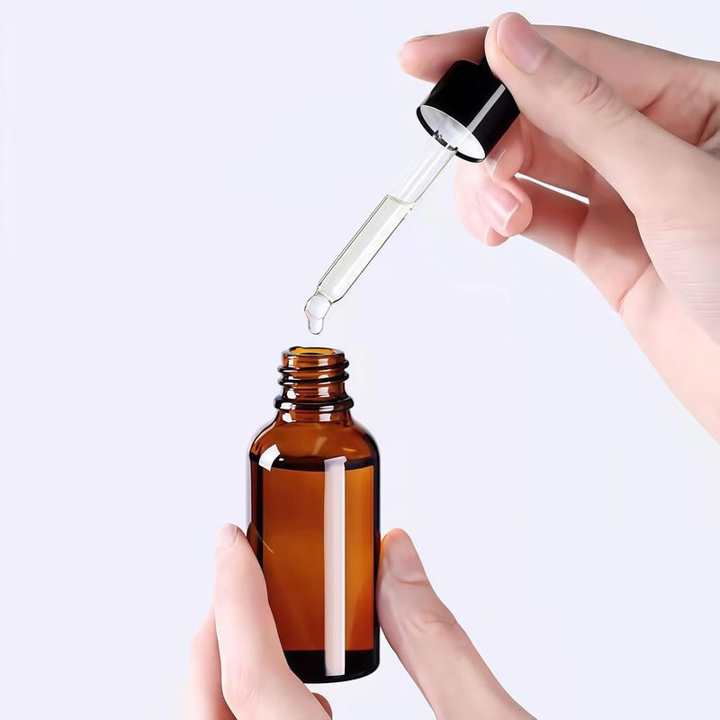 ericotry 12PCS 20ml 0.67oz Empty Refillable Amber Glass Essential Oil Bottle Vial Container with Glass Pipette Dropper For Essential Oils other Liquids Pack of 12 - Image 3