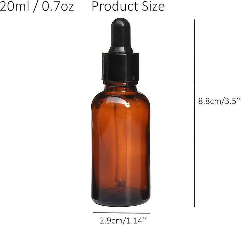 ericotry 12PCS 20ml 0.67oz Empty Refillable Amber Glass Essential Oil Bottle Vial Container with Glass Pipette Dropper For Essential Oils other Liquids Pack of 12 - Image 2