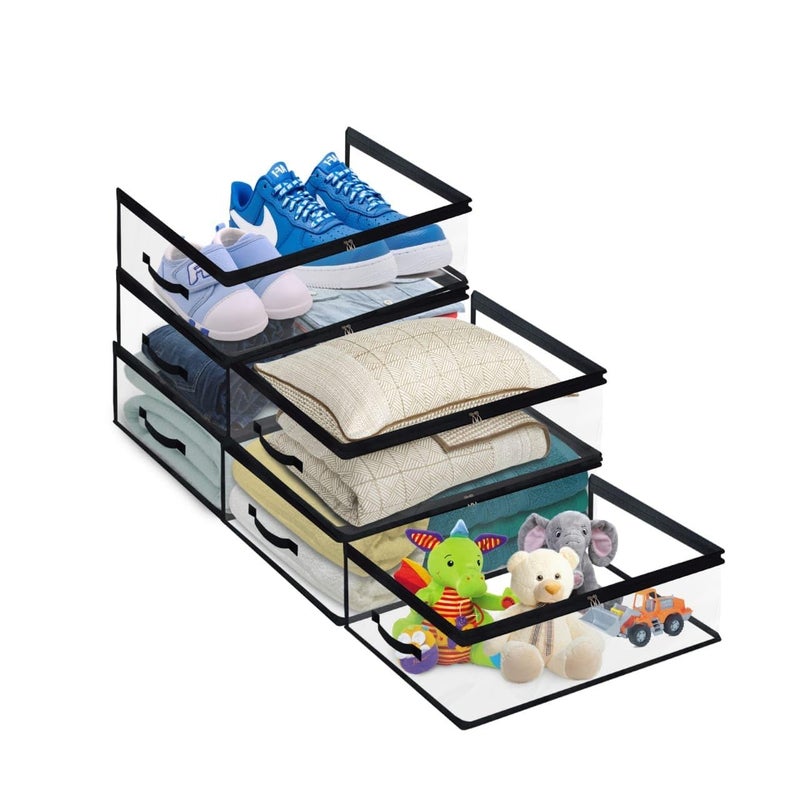 IMAWORKS Transparent Plastic Clothes Storage Bag Pack of 6 Clothes Organiser for Wardrobe Saree Covers with zip Saree Organizer for Wardrobe Saree Bags Storage Saree Covers for Storage - Image 1