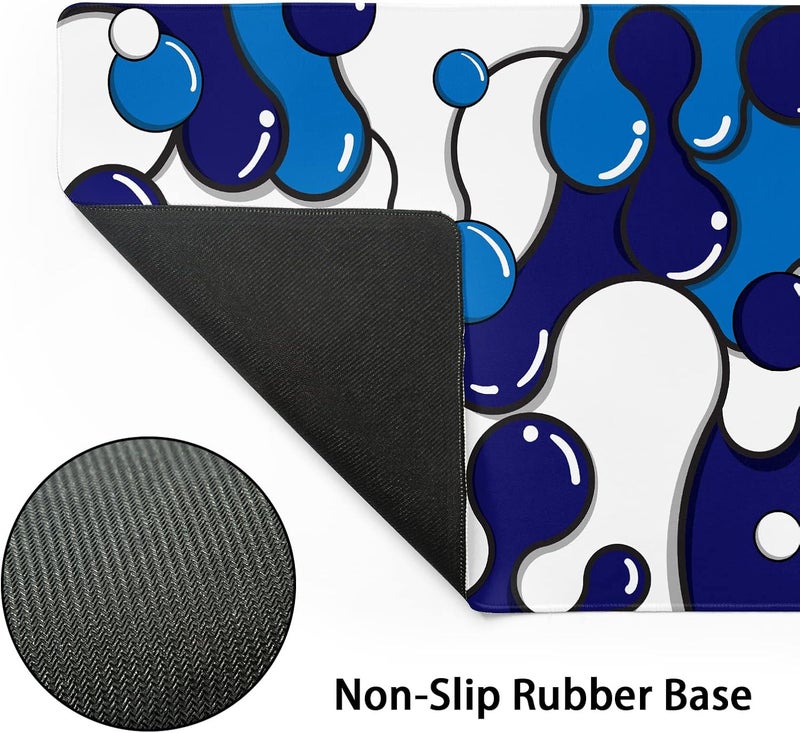 aportt Large Anime Geometric Japanese Pattern Gaming Mouse Pad, Non-Slip Rubber Backing and Stitched Edges, Navy Blue, Extra Large Size, 35.4"x15.7" - Image 3