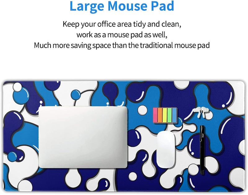 aportt Large Anime Geometric Japanese Pattern Gaming Mouse Pad, Non-Slip Rubber Backing and Stitched Edges, Navy Blue, Extra Large Size, 35.4"x15.7" - Image 5