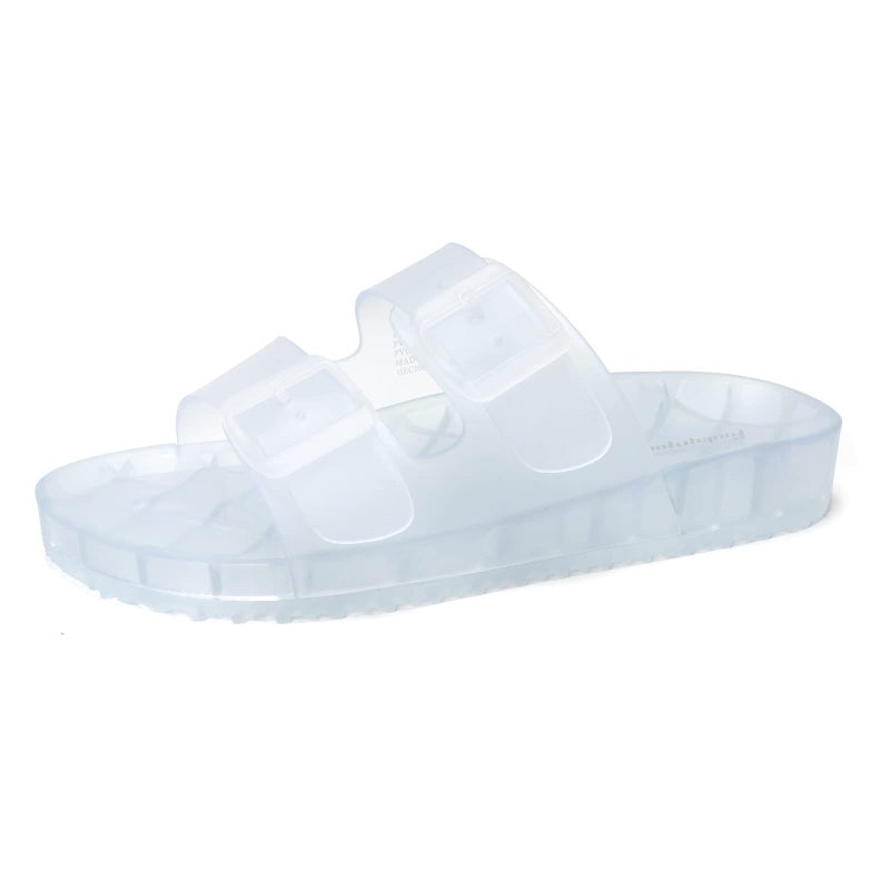 FUNKYMONKEY Women's Slides Sandals Dream Jelly Color Adjustable Double Buckle Adjustable Plastic Flat Sandals (9 M US, TRANSPARENT/MKLS) - Image 1