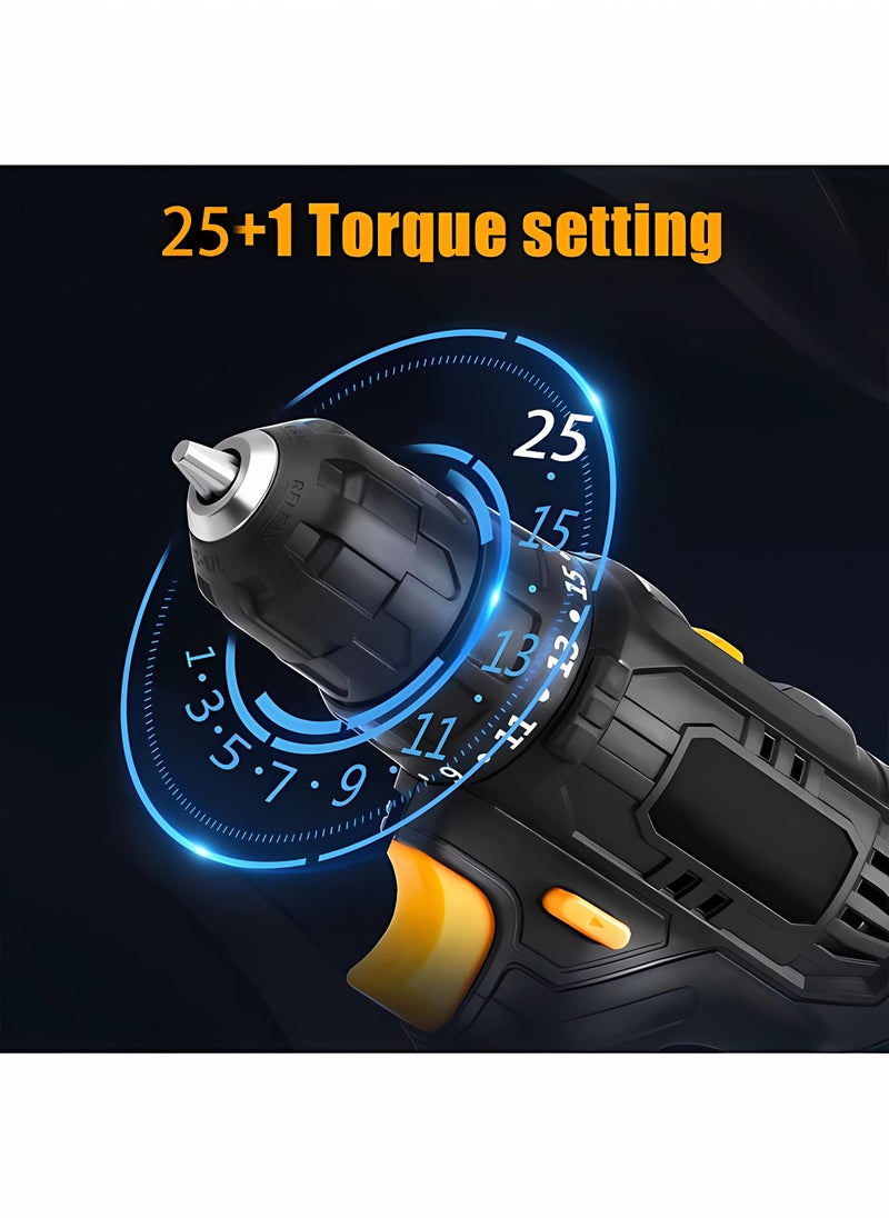 JINSOO - JINSOO 12V portable rechargeable cordless drill, 3/8 inch drill with lithium battery and charger, multi-accessory two-speed drill set - Image 1