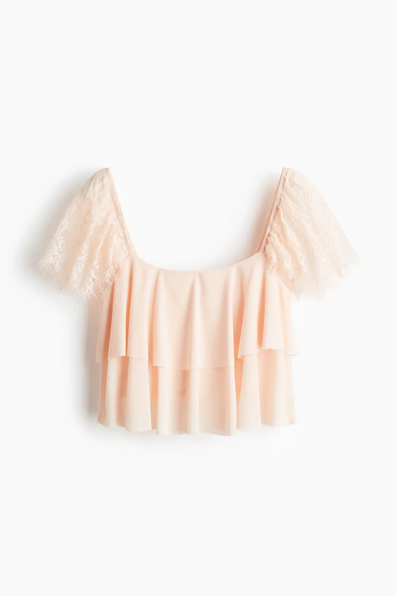 اتش اند ام بلوزة بأكمام دانتيل