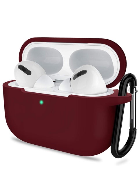 Compatible with AirPods Pro 2nd Generation Case Cover Protective Silicone Skin Accessories with Keychain for Women Men for Apple AirPods Pro Gen 2 2022 Front LED Visible Mahroon Red