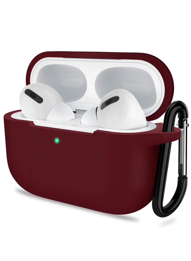 MIGOFAST - Compatible with AirPods Pro 2nd Generation Case Cover Protective Silicone Skin Accessories with Keychain for Women Men for Apple AirPods Pro Gen 2 2022 Front LED Visible Mahroon Red - Image 1