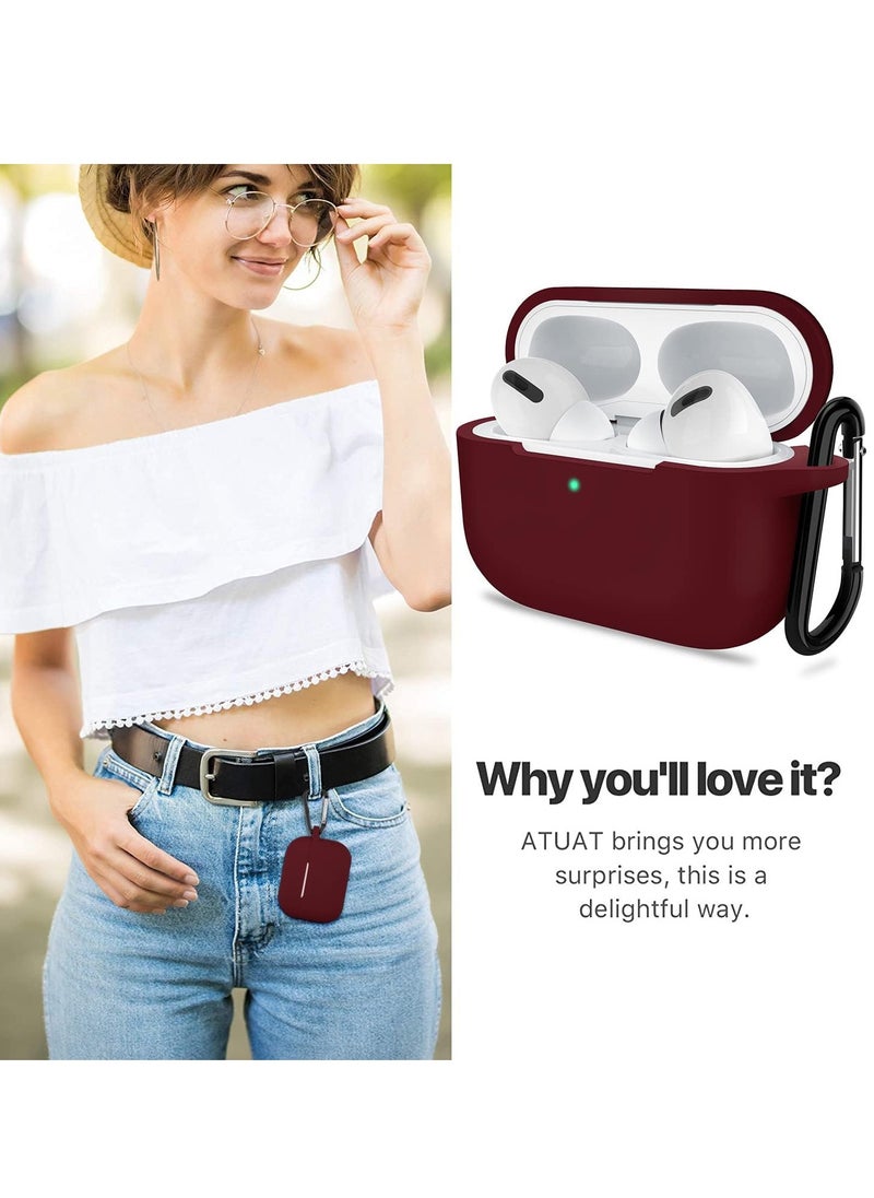 MIGOFAST - Compatible with AirPods Pro 2nd Generation Case Cover Protective Silicone Skin Accessories with Keychain for Women Men for Apple AirPods Pro Gen 2 2022 Front LED Visible Mahroon Red - Image 1