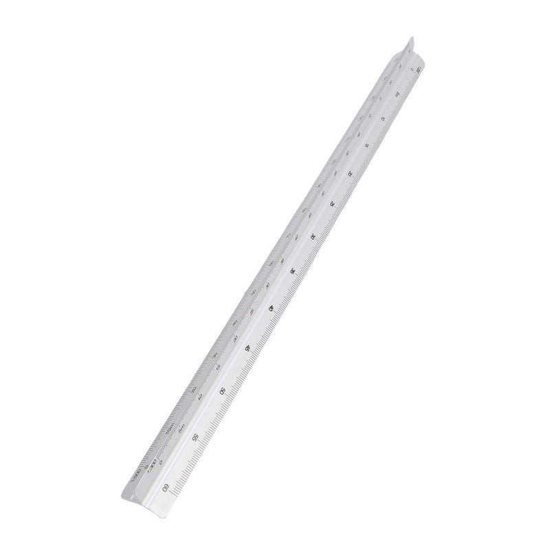 Architectural Scale Ruler 30cm Range Aluminum Accurate Concave Design Multifunctional Triangle Drafting Ruler for Engineering Silver - Image 3