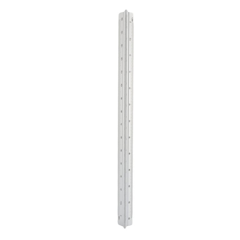 Architectural Scale Ruler 30cm Range Aluminum Accurate Concave Design Multifunctional Triangle Drafting Ruler for Engineering Silver - Image 1