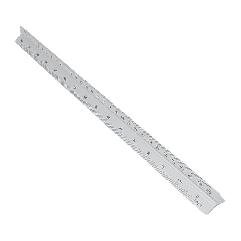 Architectural Scale Ruler 30cm Range Aluminum Accurate Concave Design Multifunctional Triangle Drafting Ruler for Engineering Silver - Image 2