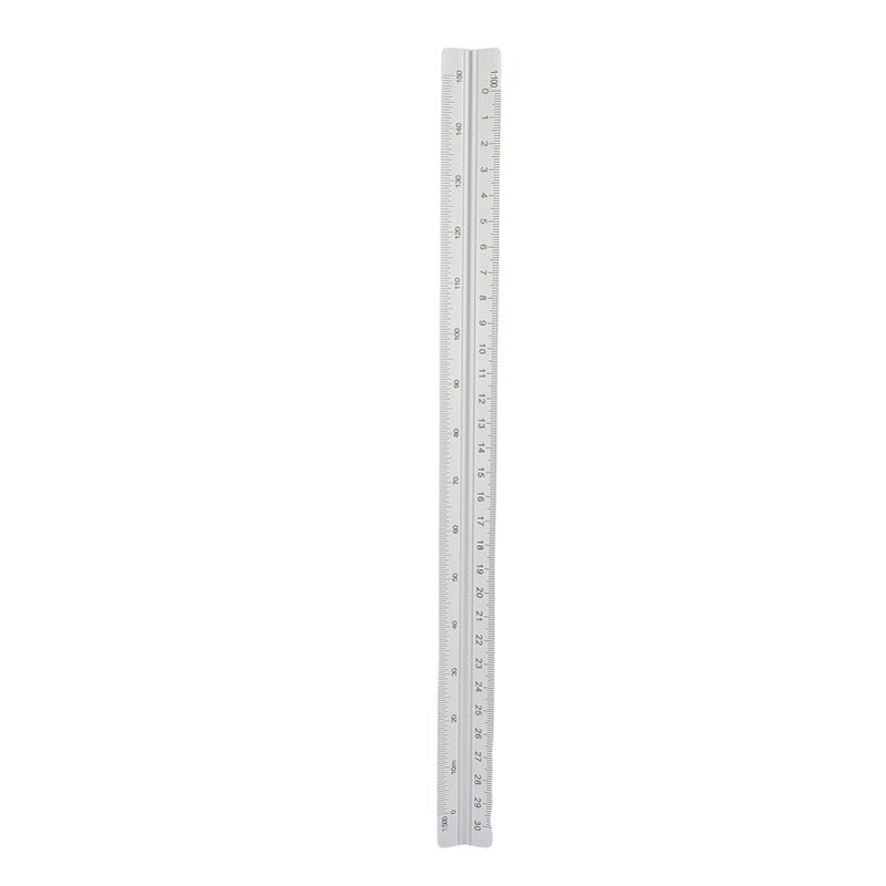 Architectural Scale Ruler 30cm Range Aluminum Accurate Concave Design Multifunctional Triangle Drafting Ruler for Engineering Silver - Image 4