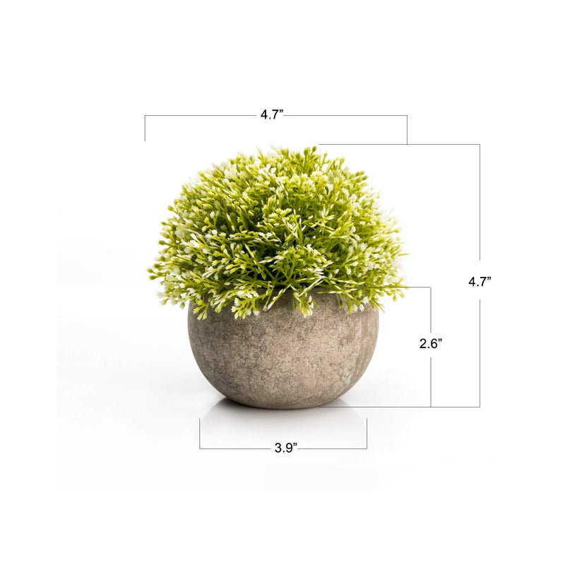 Velener White Mini Artificial Plant Topiary Ball Pot Set- Magnolia Flowers Cottagecore Decor Indoor Plant Shelf Home Office Small Desk Decorations Green Room Accessories Bathroom Kitchen Counter Aloe - Image 4