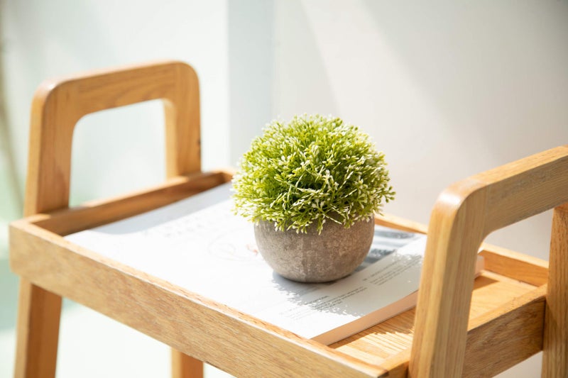Velener White Mini Artificial Plant Topiary Ball Pot Set- Magnolia Flowers Cottagecore Decor Indoor Plant Shelf Home Office Small Desk Decorations Green Room Accessories Bathroom Kitchen Counter Aloe - Image 5