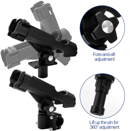 Bekith 2 Pack Fishing Rod Holder with Combo Mount, Adjustable Fishing Boat Rod Holder, Black Finish - Image 4