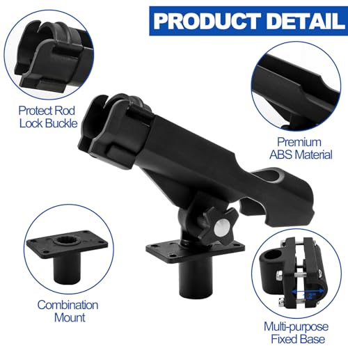 Bekith 2 Pack Fishing Rod Holder with Combo Mount, Adjustable Fishing Boat Rod Holder, Black Finish - Image 3