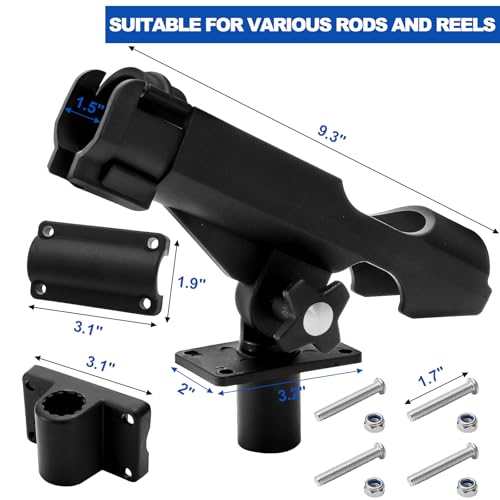 Bekith 2 Pack Fishing Rod Holder with Combo Mount, Adjustable Fishing Boat Rod Holder, Black Finish - Image 2