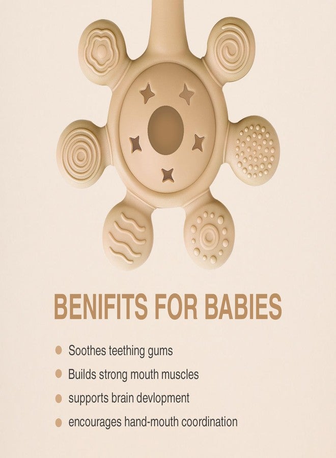 Prplet Silicone Baby Teether & Rattle Toy - Soft & Safe for Infants, BPA-Free, Multi-Texture Design for Teething Relief & Early Development (Brown) - Image 5
