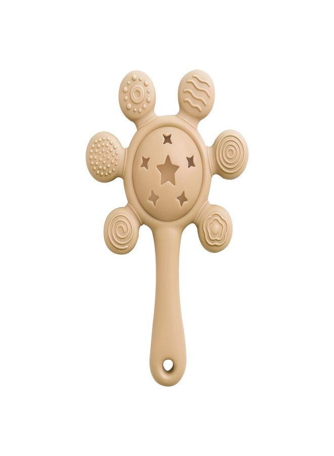 Prplet Silicone Baby Teether & Rattle Toy - Soft & Safe for Infants, BPA-Free, Multi-Texture Design for Teething Relief & Early Development (Brown) - Image 1
