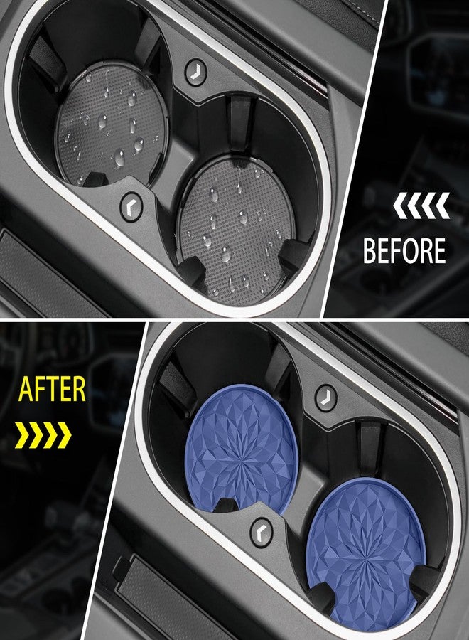 ME.FAN Car Coaster for Cup Holders, 4 Pack Silicone Cups Mats, 2.75In Coasters Universal Non-Slip Recessed Car Interior Accessories Navy Blue - Image 4