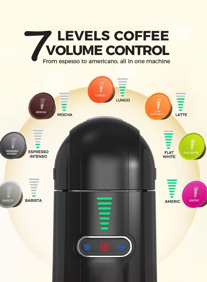 Cafelffe 5 in 1 Automatic Capsule Coffee Machine,Hot Cold Espresso Coffee Maker with 7 Levels,19 Bar Espresso Machine for Nes Capsule,DG Capsule,Kcup Capsule,ESE Pods and Coffee Powder,600ml,1450W,Black - Image 3