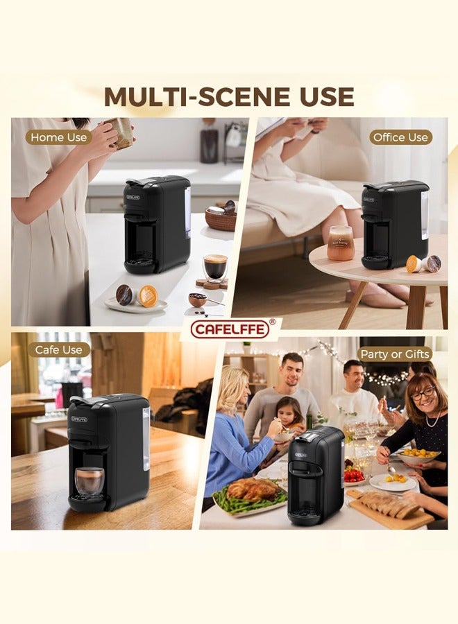 Cafelffe 5 in 1 Automatic Capsule Coffee Machine,Hot Cold Espresso Coffee Maker with 7 Levels,19 Bar Espresso Machine for Nes Capsule,DG Capsule,Kcup Capsule,ESE Pods and Coffee Powder,600ml,1450W,Black - Image 4