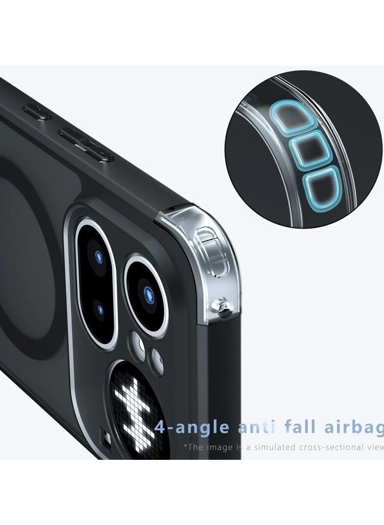 عام حافظة مغناطيسية لـ Nothing Phone (4a) Pro، حافظة سوداء شبه شفافة غير لامعة مع حماية بوسائد هوائية مضادة للاصفرار (PC+TPU) غطاء خلفي ممتص للصدمات لـ Nothing Phone 4a Pro. - Image 4