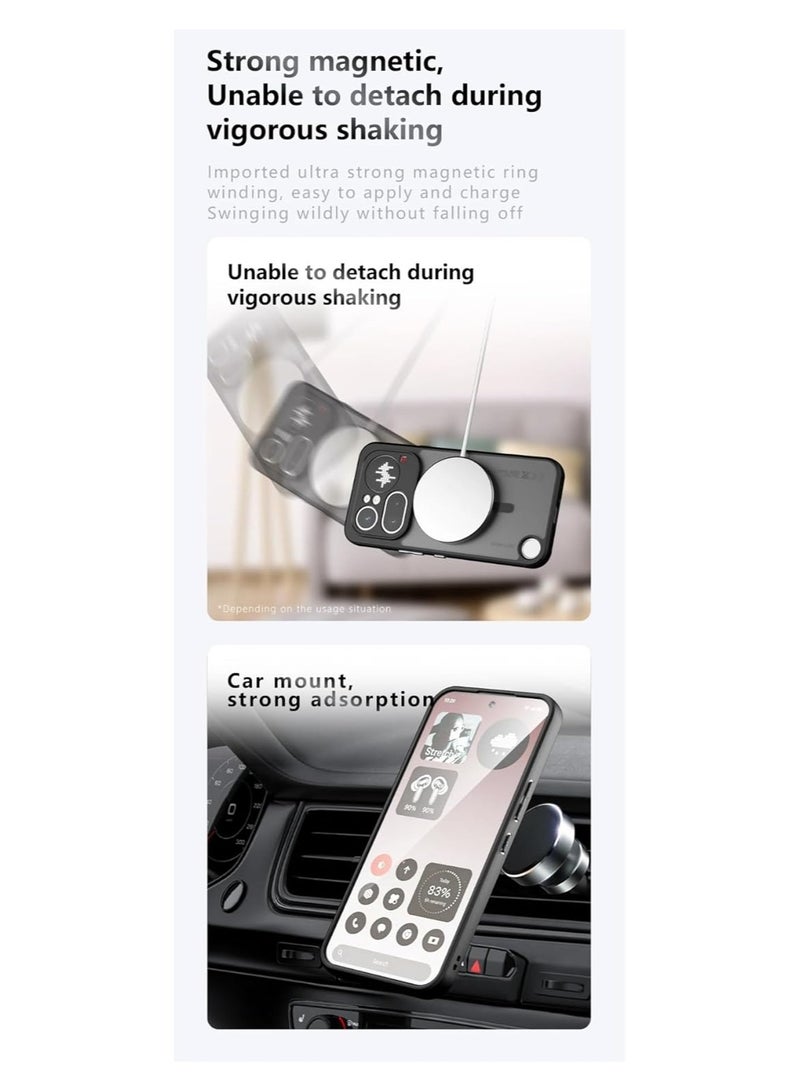 عام حافظة مغناطيسية لـ Nothing Phone (4a) Pro، حافظة سوداء شبه شفافة غير لامعة مع حماية بوسائد هوائية مضادة للاصفرار (PC+TPU) غطاء خلفي ممتص للصدمات لـ Nothing Phone 4a Pro. - Image 5