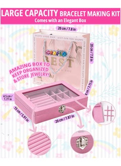 GRAFLO Bracelet Making Kit for Girls 66PCs Charm Bracelets Kit with Jewelry Box Jewelry Charms Bracelets for DIY Craft Jewelry Gift for Adults and Kids Present For 8-12 Year Old Girl (Pink)  - Image 5