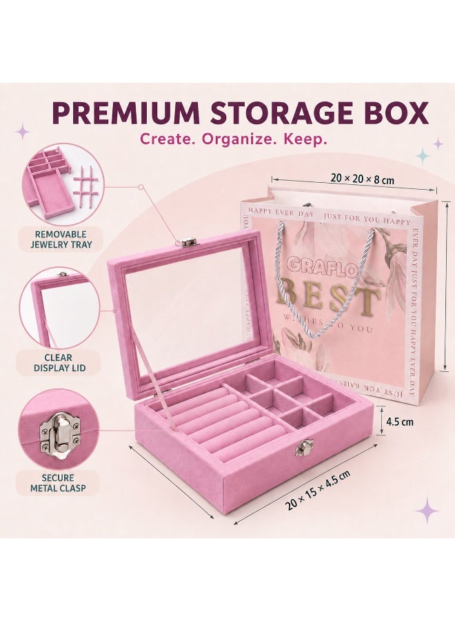 GRAFLO Bracelet Making Kit for Girls, Charm Bracelets Kit with 66pcs Beads with Jewelry Box, Elegant Clay Set for DIY Craft, Learning Toy Gift for Adolescent & Kids, for 6-12 Years Old (Royal Pink) - Image 5