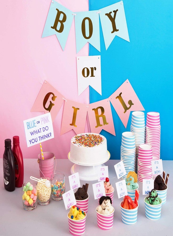 TYPTOP Gender Reveal Cups - Pink and Blue Gender Reveal Party Cups - Perfect For Gender Reveal Parties, Ice Cream Sundae Cups, Quality Disposable Dessert Bowls and Party Supplies Cups, 8 oz (Pack of 50) - Image 4
