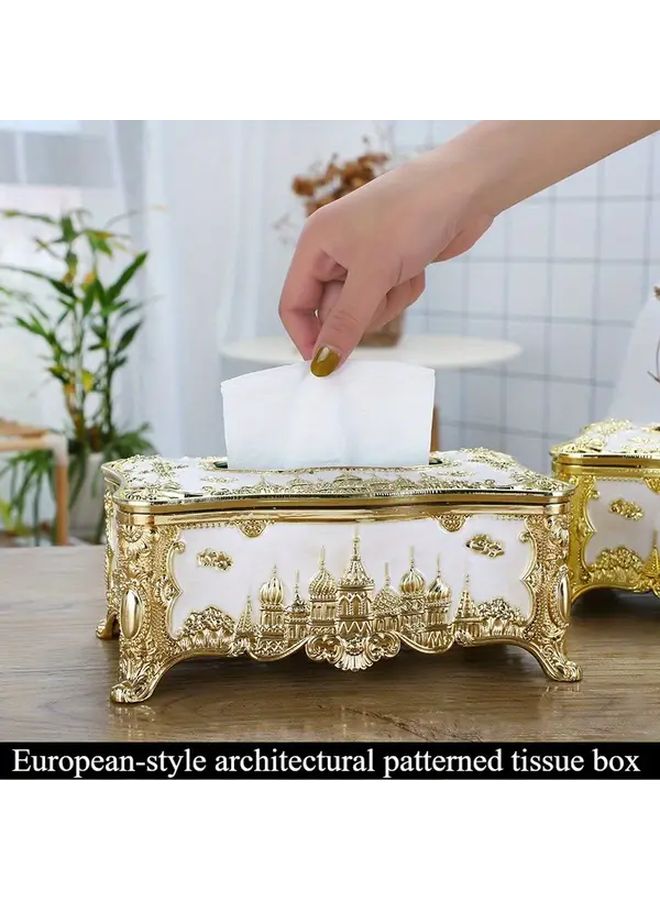 صندوق المناديل الأكريليكي باللون الأبيض الفضي لتزيين طاولات المنزل والفنادق والمكاتب - Image 1